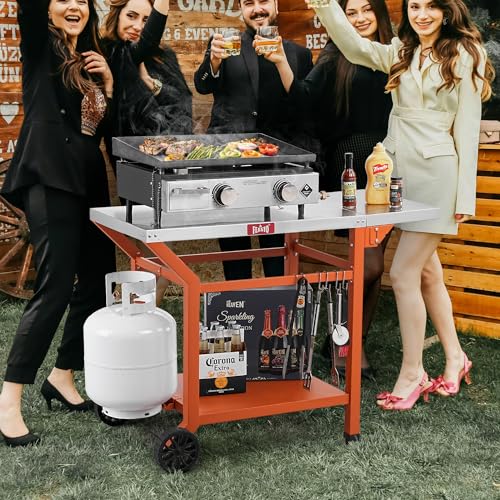 43" Lx20 W Grill Table with Folding Side Table & Undershelf