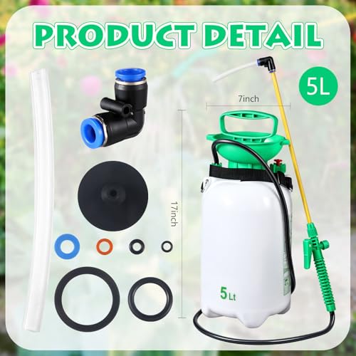 1.3 Gallon 5L Garden Pump Pressure Sprayer Watering Can Device for Watering Hanging Plant Basket Hard to Reach Pump Sprayer for Weeds