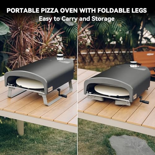 Portable Propane Pizza Oven with Manual Rotating Stone
