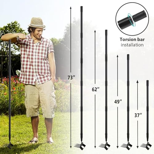 Garden Hoe Stirrup Hoe with Adjustable Handle for Weeding Digger loosening Soil Metal Garden Cultivator Hoe with Rake Tiller Cultivator