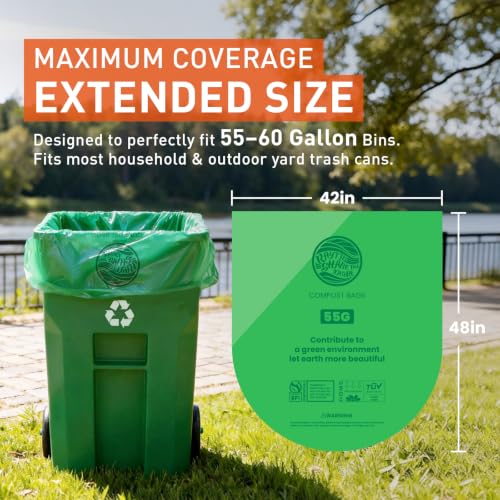 55 60 Gallon Compostable Trash Bags Liners (15 Count)