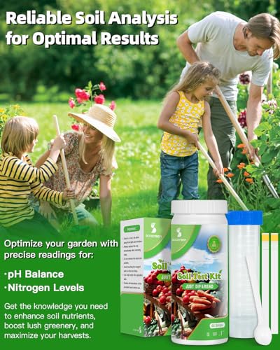 2-in-1 pH & Nitrogen Soil Test Kit, Home Soil Testing Kit for Lawns Gardening Grass Vegetables Nutrients, Soil pH Nitrogen Tester Strips Separately Sealed in Foils, Easy to Use, Rapid Results (60 Count)