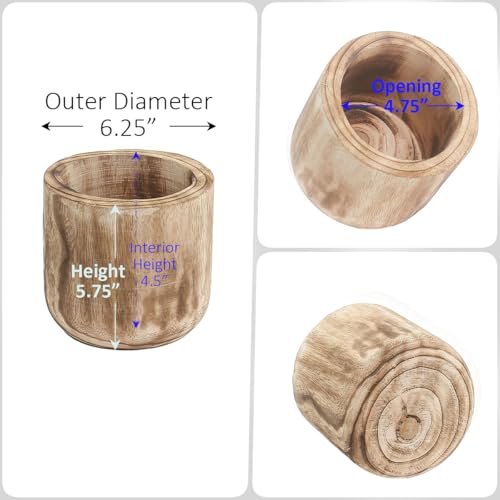 6.25'' Wood Cylinder Planter