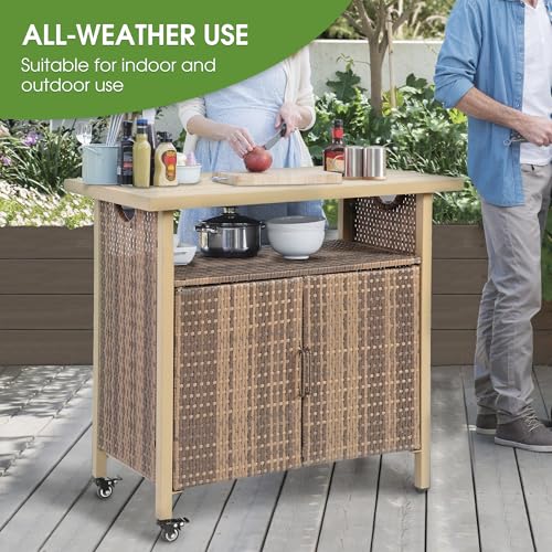 Outdoor Bar Table with Storage Cabinet
