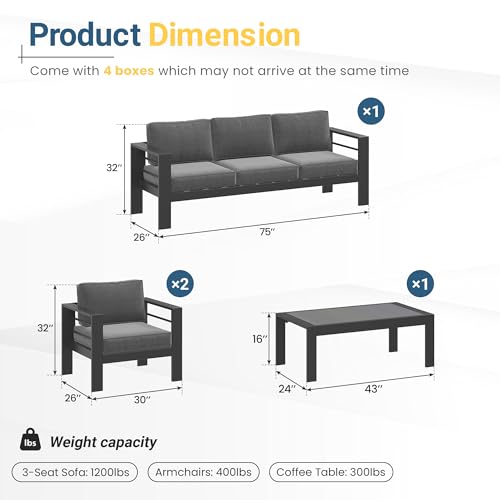 Aluminum Patio Furniture Set for All Weather (5 Count)