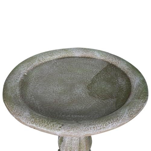 23.8” H x 20” Dia Outdoor Birdbath with Exquisite Carvings Pedestal