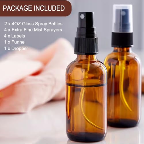 4 oz Amber Glass Spray Bottles (10 Count)