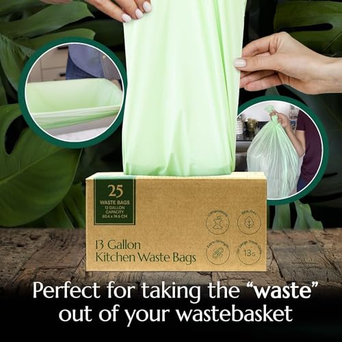 Compostable* 13 Gallon Waste Bags with Drawstring (75 Count)