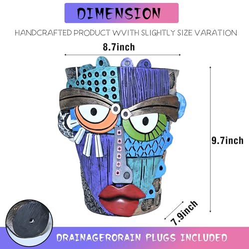 Abstract Face Planter Pots for Indoor Plants & Flowers Deco Gift (Eclectic / Large)