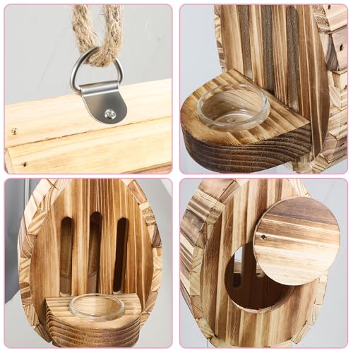 Butterfly House Wooden Habitat Natural Nesting Box Garden House with Feeder Hanging for Bee Butterfly Ladybirds for Garden Outside