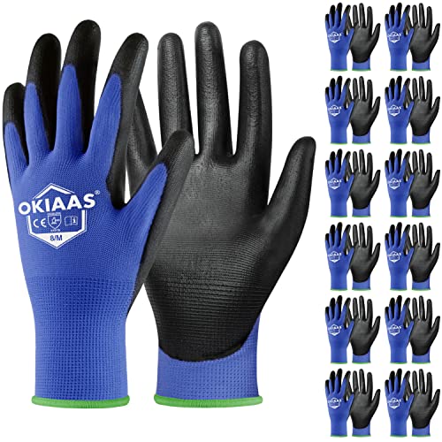 Men's Blue Medium Thin and Lightweight Working Gloves with Grip (12 Count)