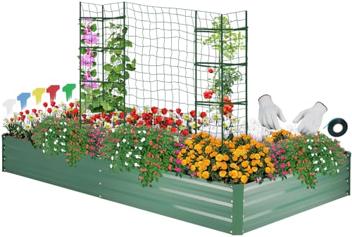 Galvanized Raised Garden Bed for Vegetables Flowers Herbs