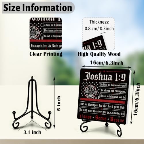 Firefighters Gift for Men Home Office Book Shelf Table Decor 6.3x6.3 In 03 (Multicolor 1732 / Wooden sign with iron frame（6.3 x 6.3 inches）)