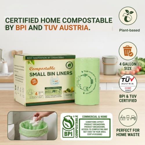 4 Gallon Compostable Trash Bags (100 Count (Pack of 1))