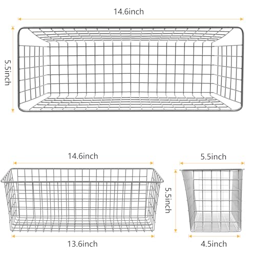 2 Sets Grey Extra Large Hanging Wall Basket with Steel Hooks (2 Count)