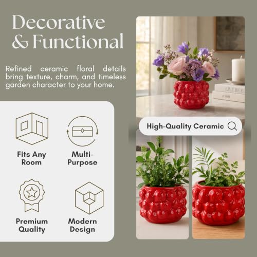 Fruit Inspired Planter for Indoor and Outdoor Display (Red / 6")