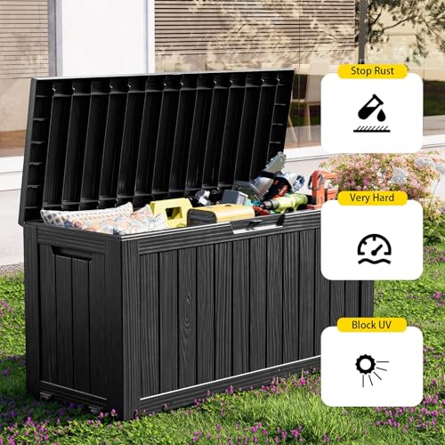 90 Gallon Waterproof Resin Outdoor Storage Box (Black / 91 Gallon)