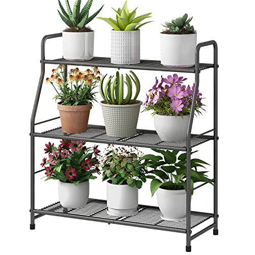 Plant Stand Outdoor Indoor 3 Tier Metal Waterproof Plant Shelf for Living Room Balcony Garden