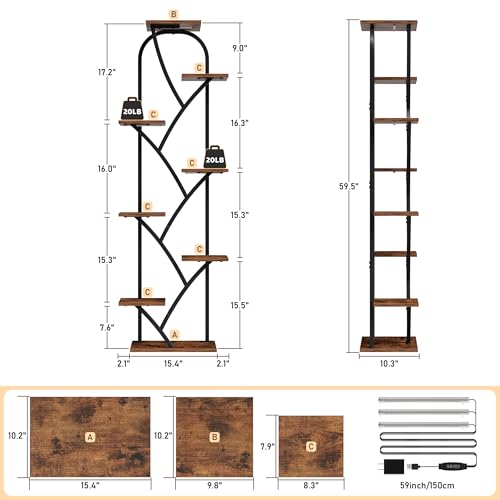 Indoor Plant Stand with Grow Lights (8 Count)