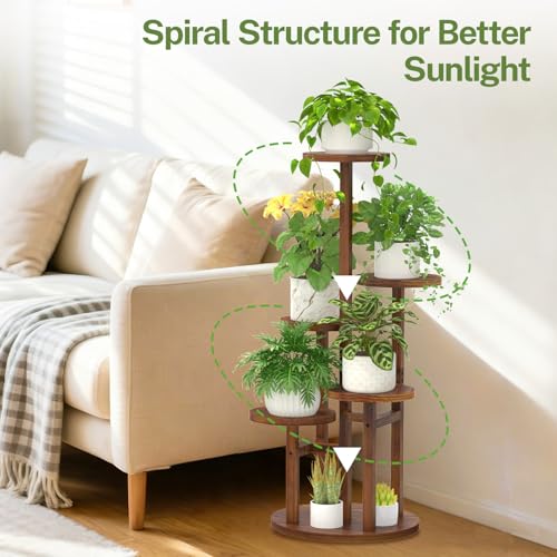 5 Tier Wood Plant Stand Indoor Outdoor Corner Tall Shelf