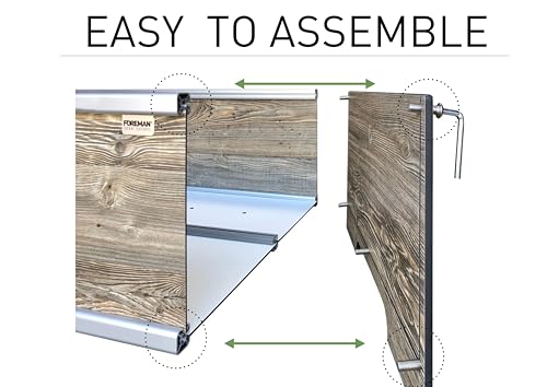Raised Garden Bed 36”Lx24”Wx14”H Premium Plastic Wood Grain Aluminum Frame Elevated Planter Box for Backyard Patio Balcony