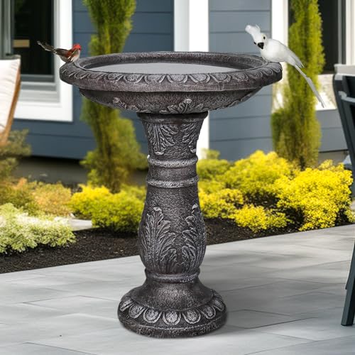 24.4" H Cement Bird Bath for Garden