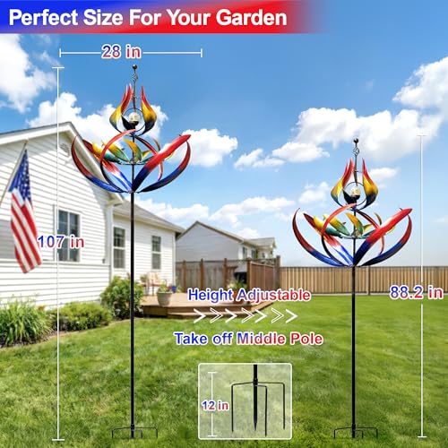 107" Large Solar Wind Spinner Outdoor Metal (Tulip)