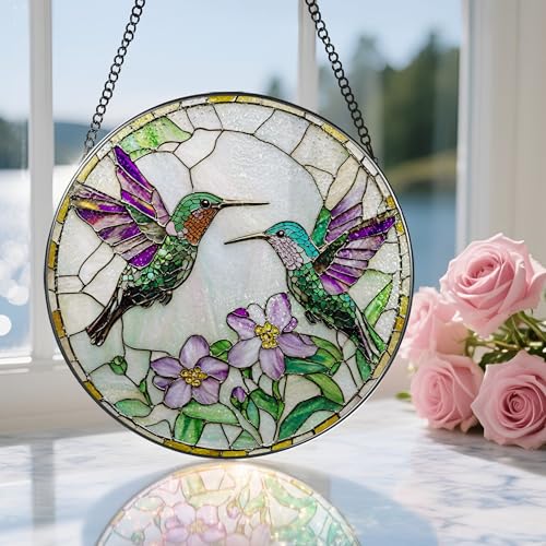 8″ Hummingbird Stained Glass Suncatcher (Hummingbird)