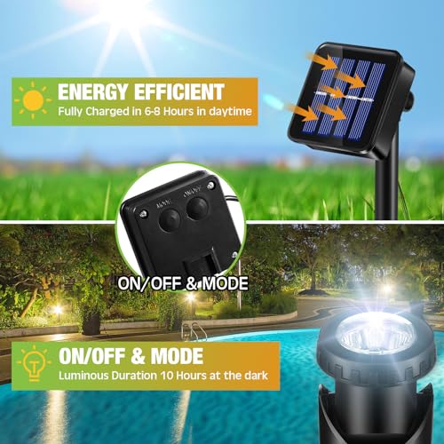 2 Sets Solar Spot Lights Outdoor 10.2ft Cable Landscape Lights Solar Spotlight Lawn Lights Solar Pond Lights Auto On (2 Count)