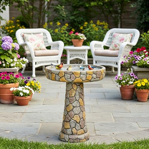 24" H Outdoor Bird Bath (Rustic Gray)