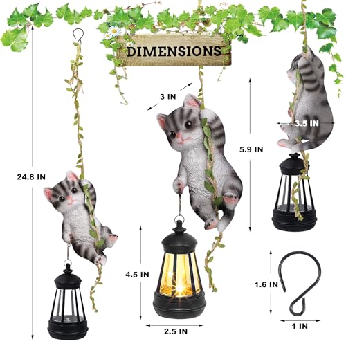 Solar Hanging Cat Statue