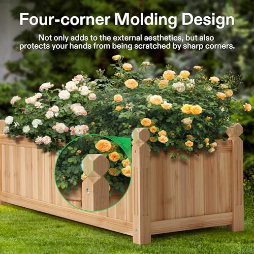 2 Pack Raised Garden Bed 3.6x1.3Ft Outdoor Wood 43.5x16x14 Planter
