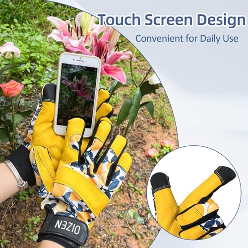 Cowhide Leather Thorn Proof & Puncture Resistant Gardening Gloves for Women and Men