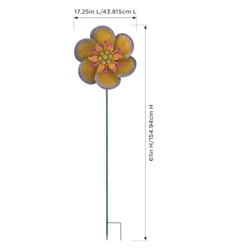 Wind Spinner Outdoor Metal Kinetic Yard Art with Stake (Purple / Small (60-69 Inch))