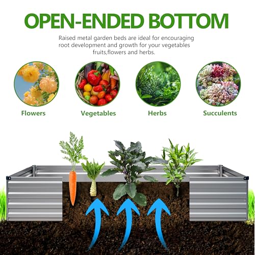 2PCS 8x4x1ft Galvanized Raised Garden Bed