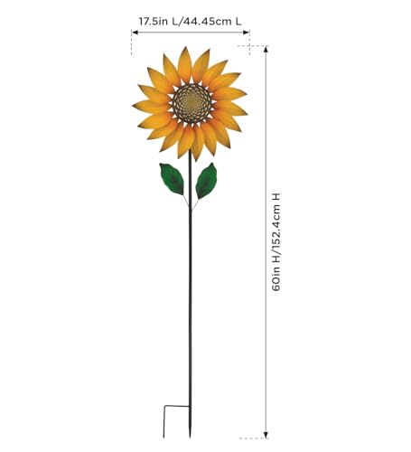 Wind Spinner Outdoor Metal Kinetic Yard Art with Stake (Sunflower / Small (60-69 Inch))