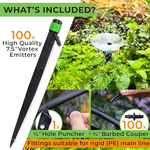 1 4" Drip Irrigation Emitters Vortex Sprinkler Parts (100 Count)