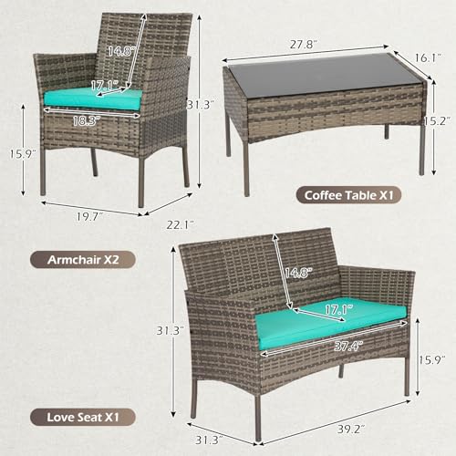 4 Piece Patio Furniture Set