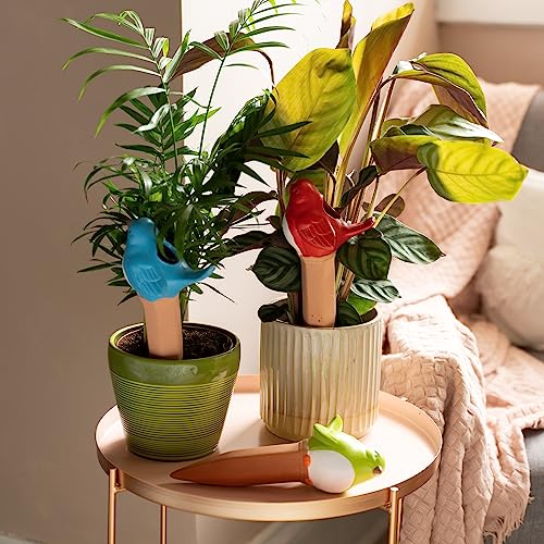 4 Terracotta Bird Plant Watering Devices Plant Waterer Self Watering Terracotta Bird Spikes Self Watering Planter Insert Free Moisture Meter
