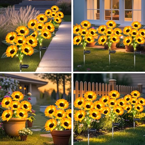 Solar Lights Outdoor Garden Decor 6 Pack (6 pcs-Sunflower)
