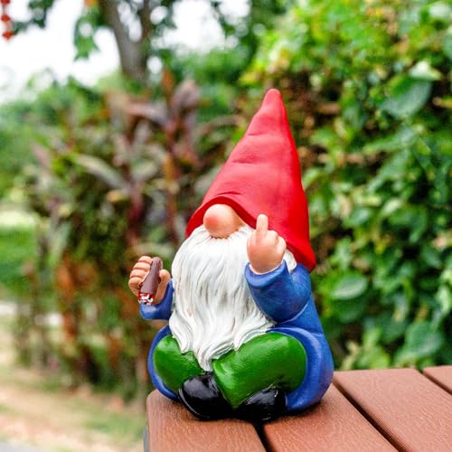 Middle Finger Gnome Statue 6.3in (Cigar Gnome)