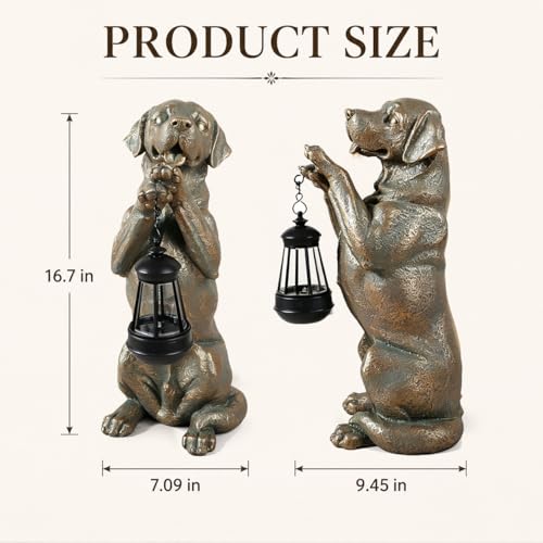 Solar Labrador Retriever Garden Statue (Bronze 16.7in)