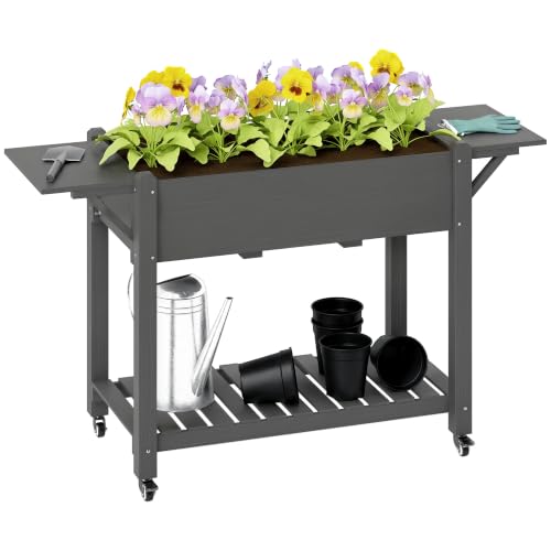 Raised Garden Bed 57x20.5x34 in Wood Elevated Planter