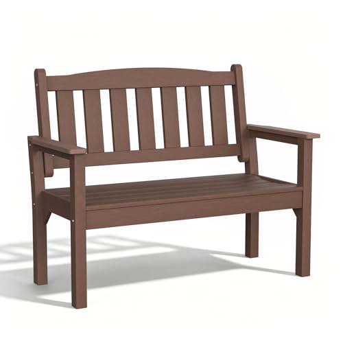 2 Person Poly Lumber Outdoor Garden Bench 700 Lbs Capacity (Brown / 2-Person)