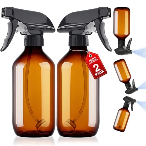 Brown Plastic Spray Bottles 2 Pack 16 oz (16 Ounces / Brown)