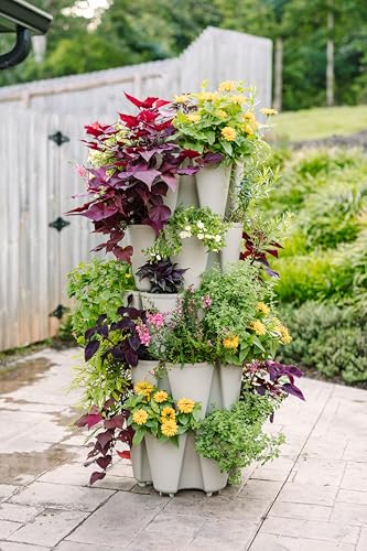 Patented Large 5 Tier Vertical Garden Planter with Patented Internal Watering System Great for Growing a Variety of Strawberries