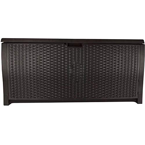99 Gallon Plastic Wicker Deck Box Container Storage for Garden (2 Count)