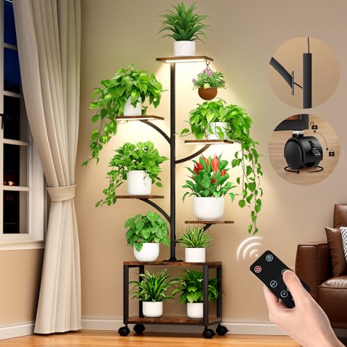 Plant Stand Indoor with Grow Lights & Wheels