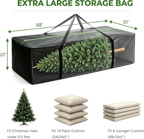 4 Pack Outdoor Cushion Storage Bag with Zipper Extra Large 68" x 30" x 20" (4 Count)