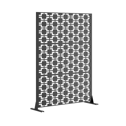 Metal Privacy Screen Outdoor Freestanding (Black / Rectangle C)